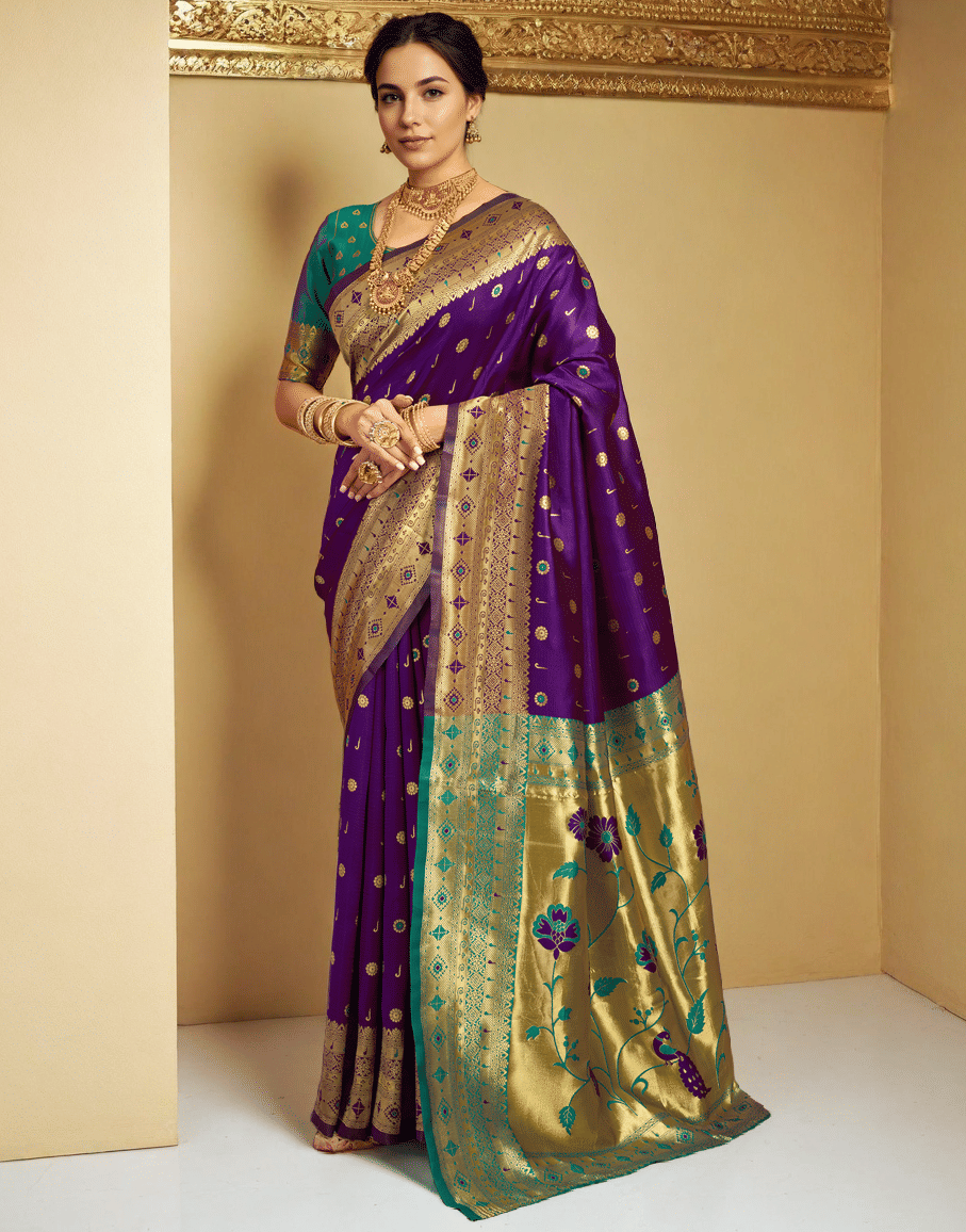     			Sindharat Fashion Cotton Silk Woven Paithani Sarees With Unstitched Blouse Piece ( Multicolor 5 )