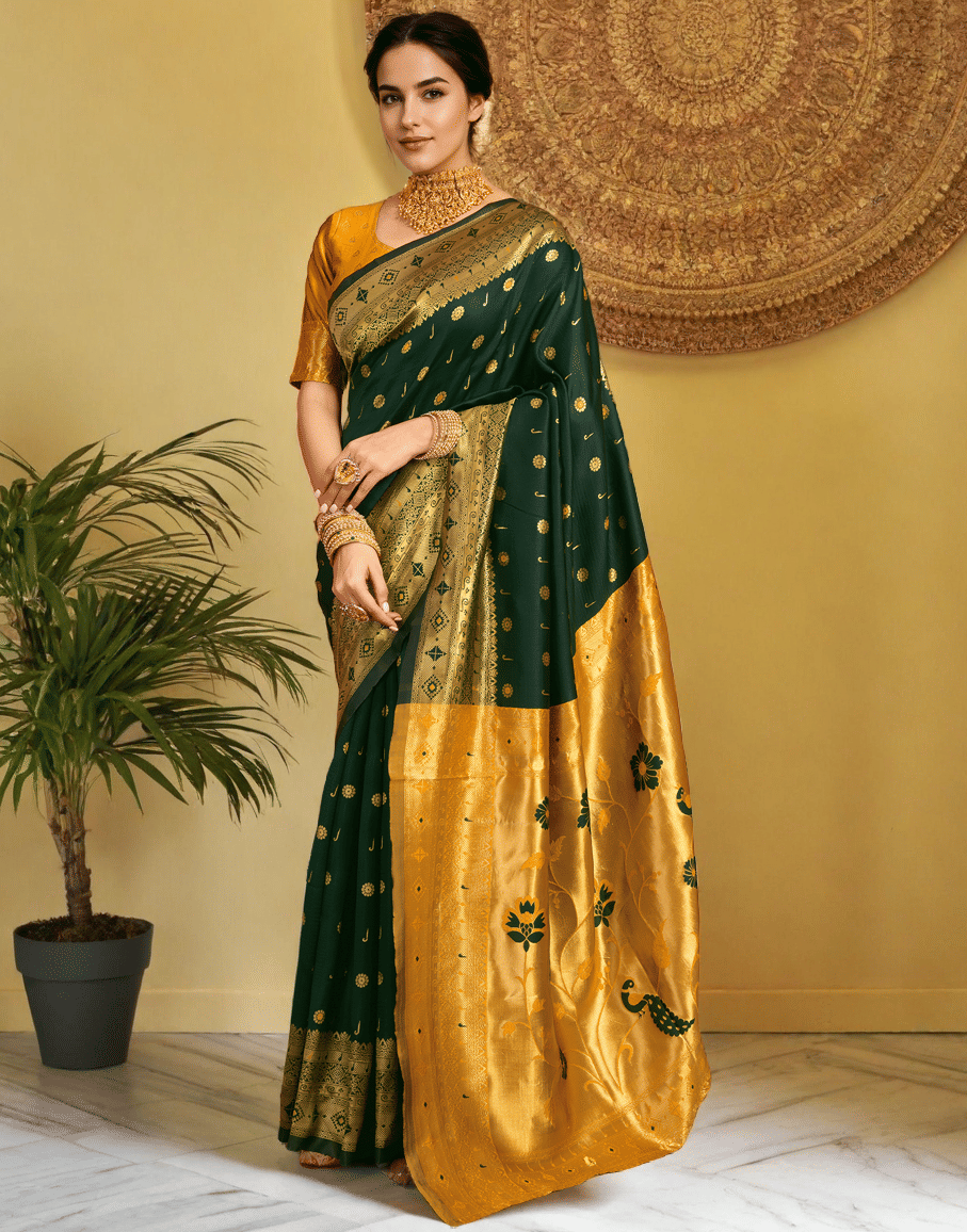     			Sindharat Fashion Cotton Silk Woven Paithani Sarees With Unstitched Blouse Piece ( Multicolor 2 )