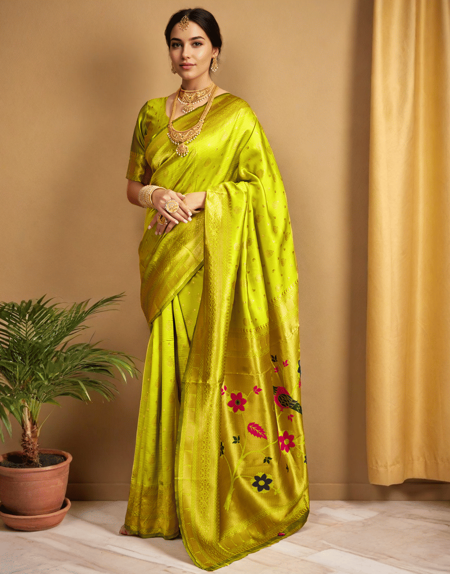     			Sindharat Fashion Cotton Silk Woven Paithani Sarees With Unstitched Blouse Piece ( Multicolor 2 )