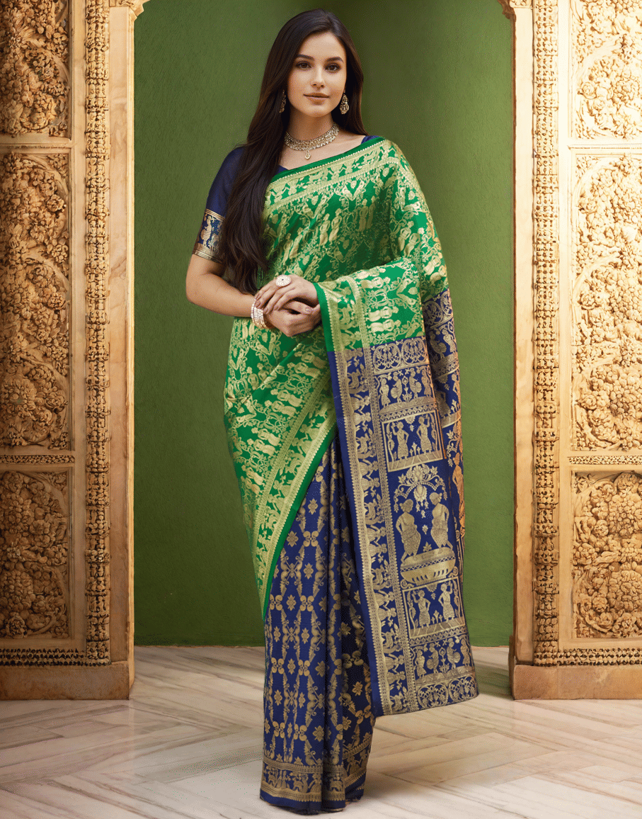     			Sindharat Fashion Cotton Silk Woven Paithani Sarees With Unstitched Blouse Piece ( Multicolor 2 )