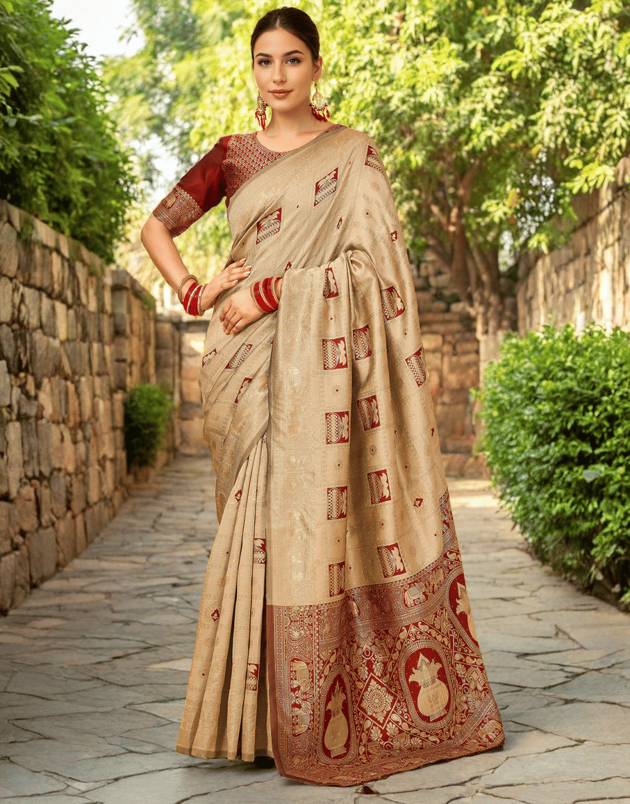     			Sindharat Fashion Cotton Silk Woven Paithani Sarees With Unstitched Blouse Piece ( Multicolor 8 )