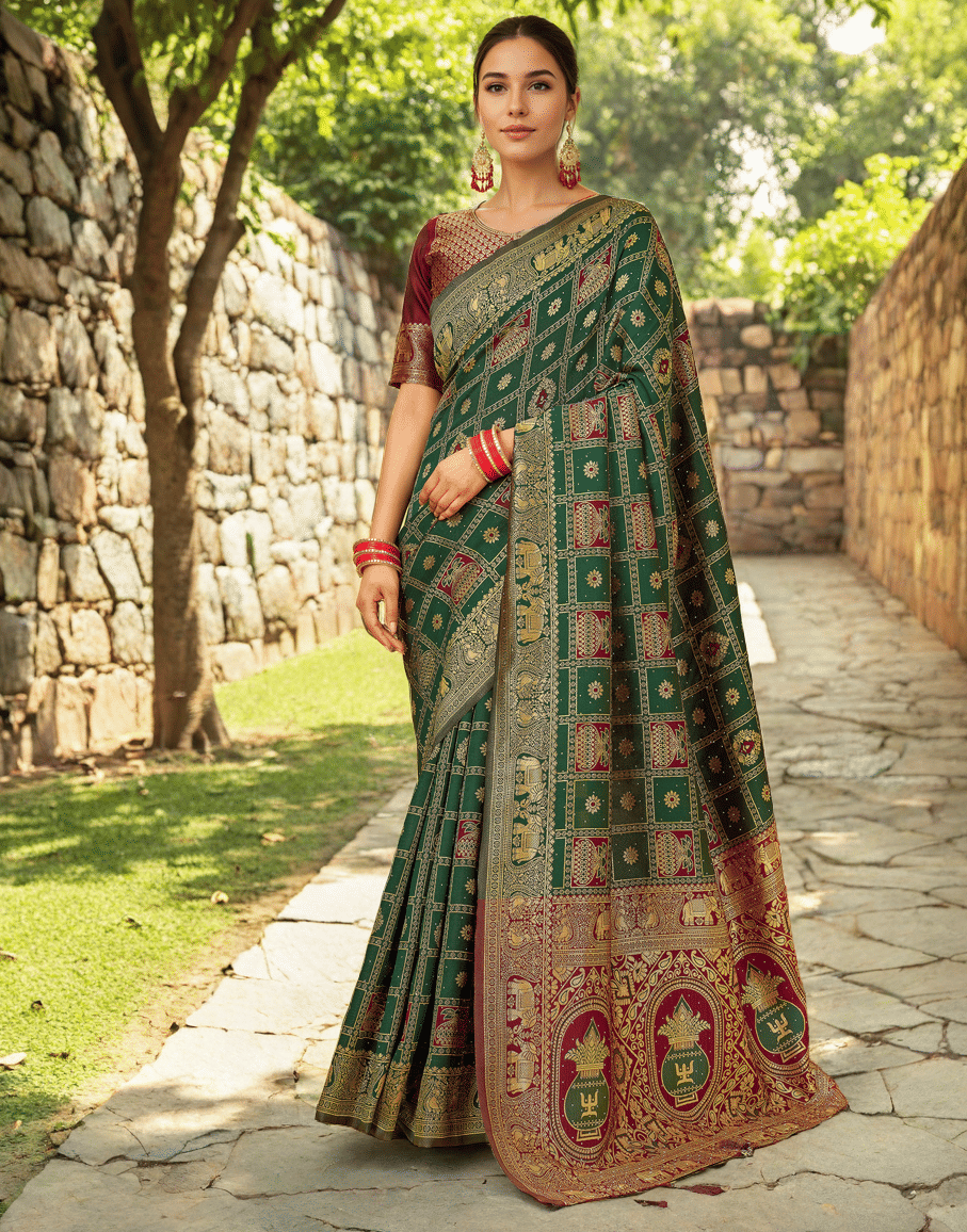     			Sindharat Fashion Cotton Silk Woven Paithani Sarees With Unstitched Blouse Piece ( Multicolor 9 )