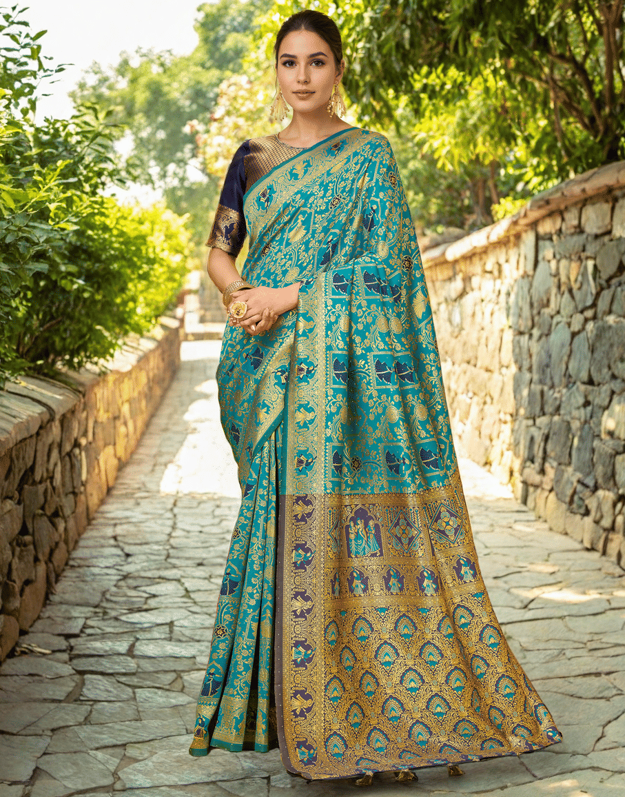     			Sindharat Fashion Cotton Silk Woven Paithani Sarees With Unstitched Blouse Piece ( Multicolor 1 )