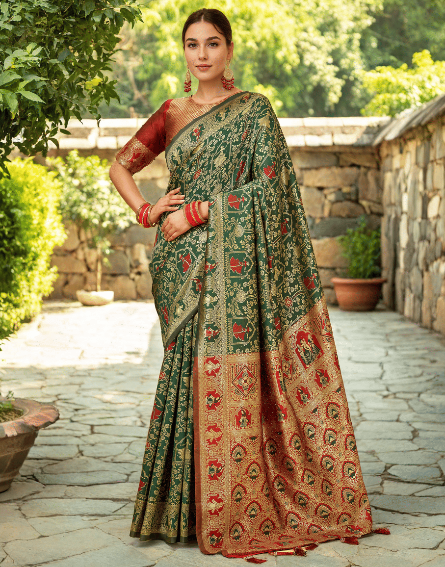     			Sindharat Fashion Cotton Silk Woven Paithani Sarees With Unstitched Blouse Piece ( Multicolor 8 )