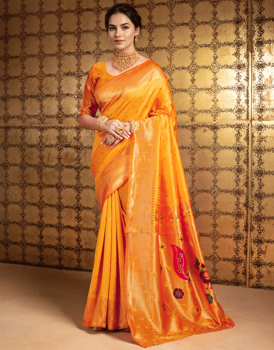     			Sindharat Fashion Cotton Silk Woven Paithani Sarees With Unstitched Blouse Piece ( Multicolor 7 )