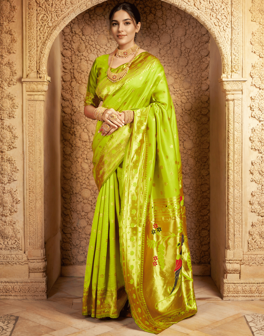     			Sindharat Fashion Cotton Silk Woven Paithani Sarees With Unstitched Blouse Piece ( Multicolor 5 )