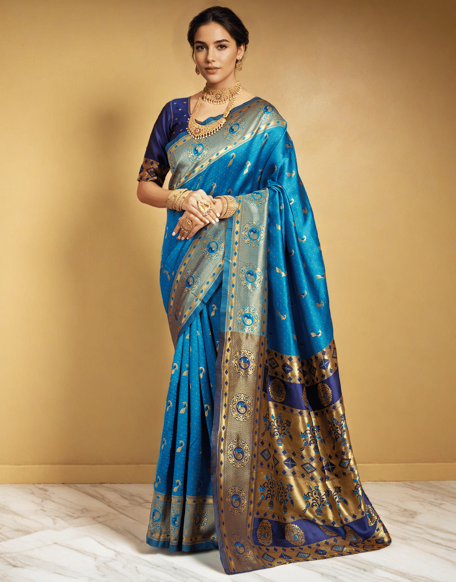     			Sindharat Fashion Cotton Silk Woven Paithani Sarees With Unstitched Blouse Piece ( Multicolor 1 )