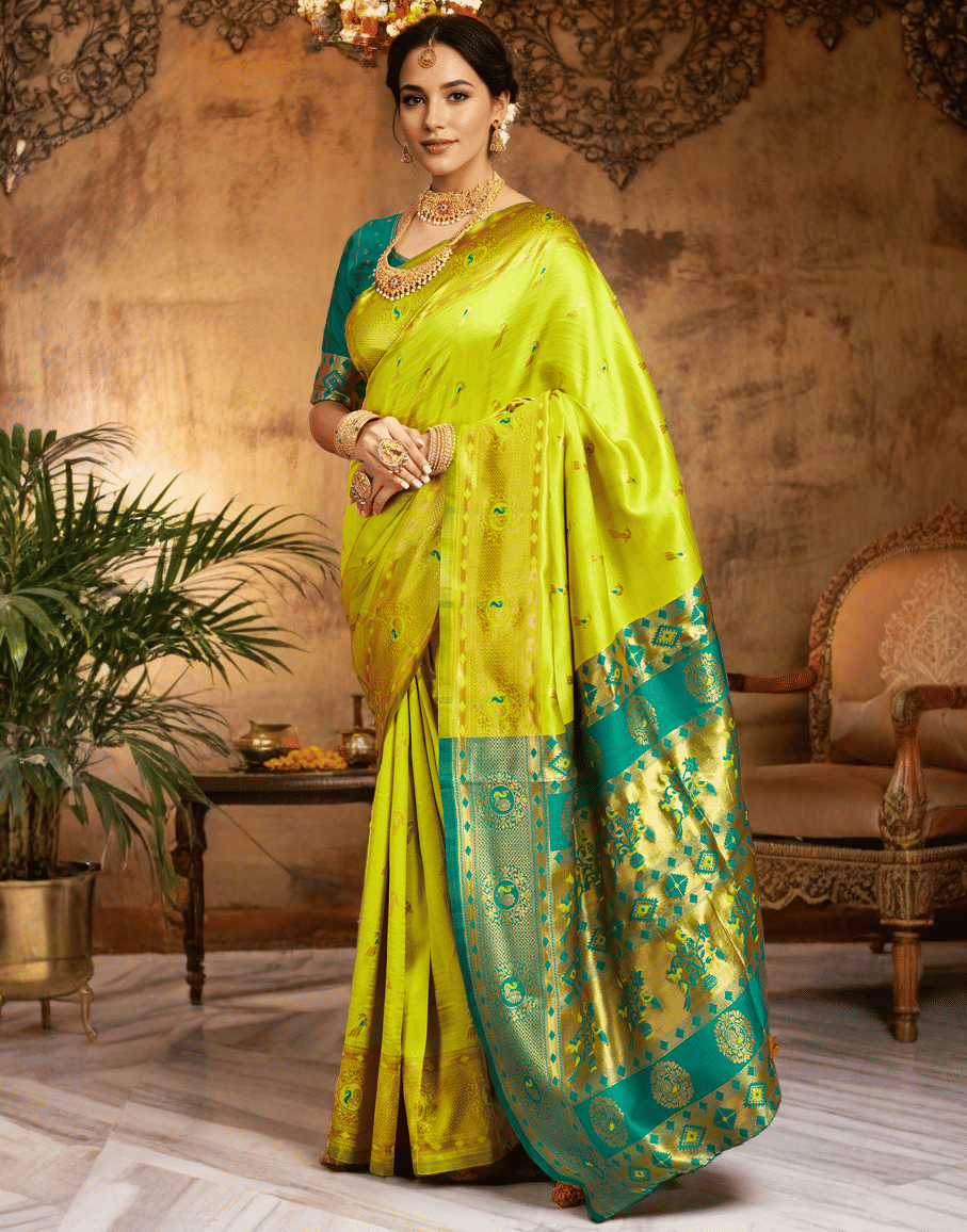     			Sindharat Fashion Cotton Silk Woven Paithani Sarees With Unstitched Blouse Piece ( Multicolor 7 )