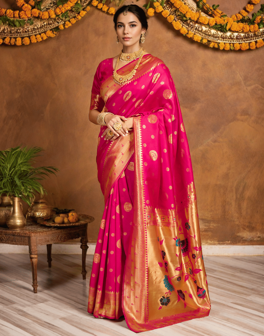     			Sindharat Fashion Cotton Silk Woven Paithani Sarees With Unstitched Blouse Piece ( Multicolor 4 )