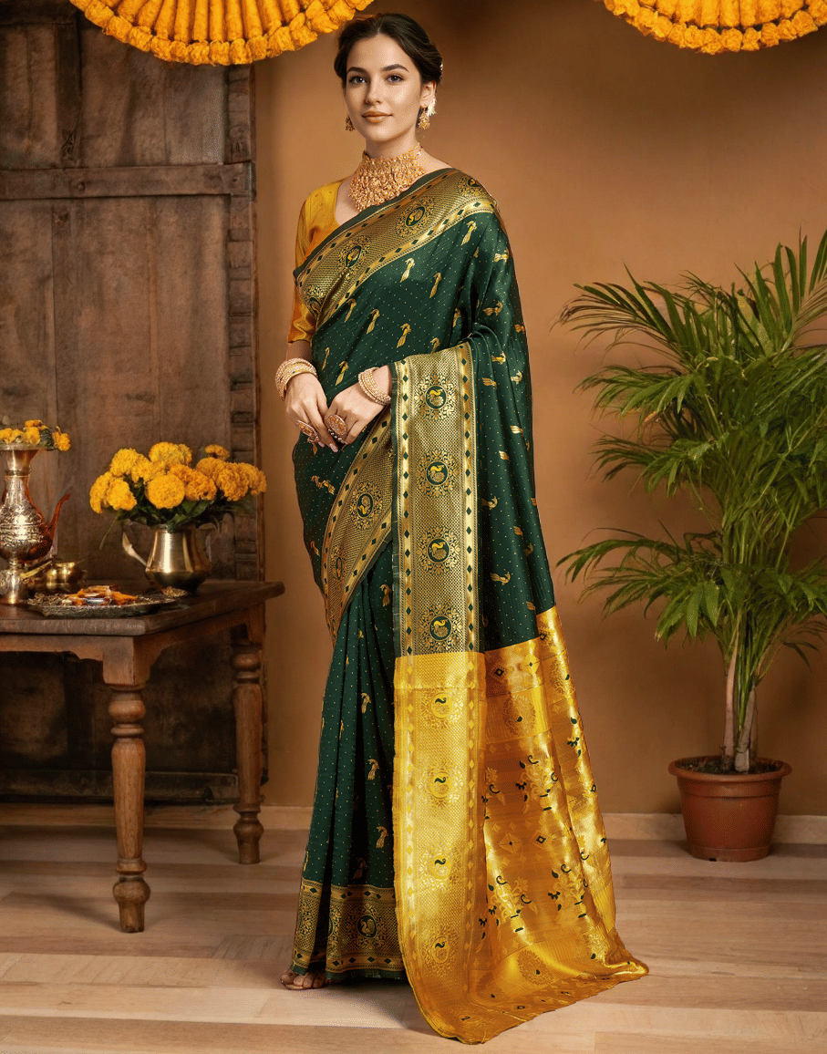     			Sindharat Fashion Cotton Silk Woven Paithani Sarees With Unstitched Blouse Piece ( Multicolor 2 )