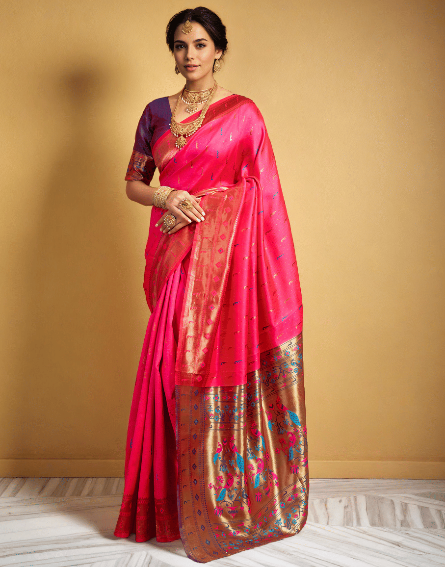     			Sindharat Fashion Cotton Silk Woven Paithani Sarees With Unstitched Blouse Piece ( Multicolor 4 )