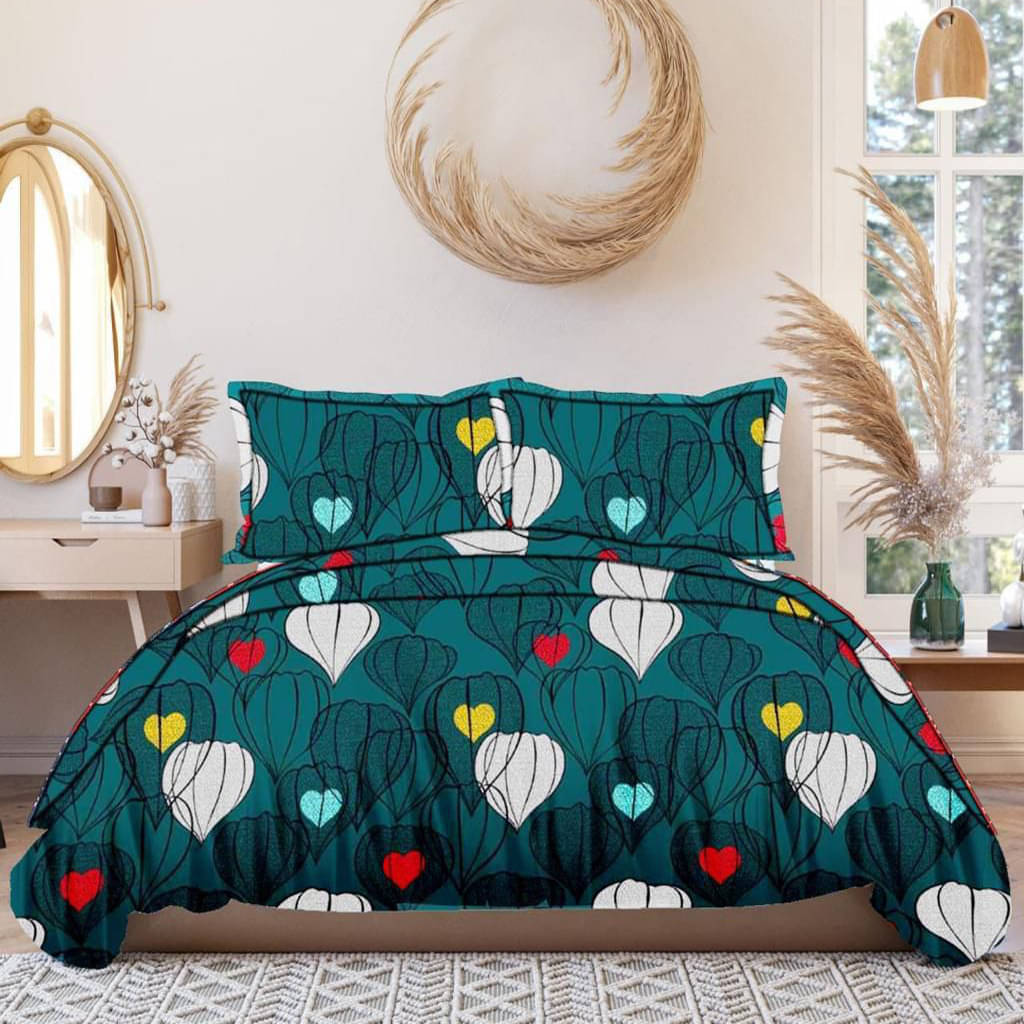     			Sky Tex Glace Cotton 1 Double Bedsheet with 2 Pillow Covers ( Green )