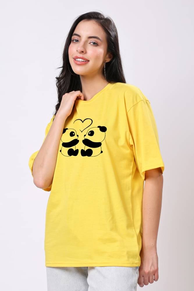 TQH Women Cotton Blend Printed Oversized Fit Round Neck T-Shirt ( Yellow ) TQH Women Cotton Blend Printed Oversized Fit Round Neck T-Shirt ( Yellow )