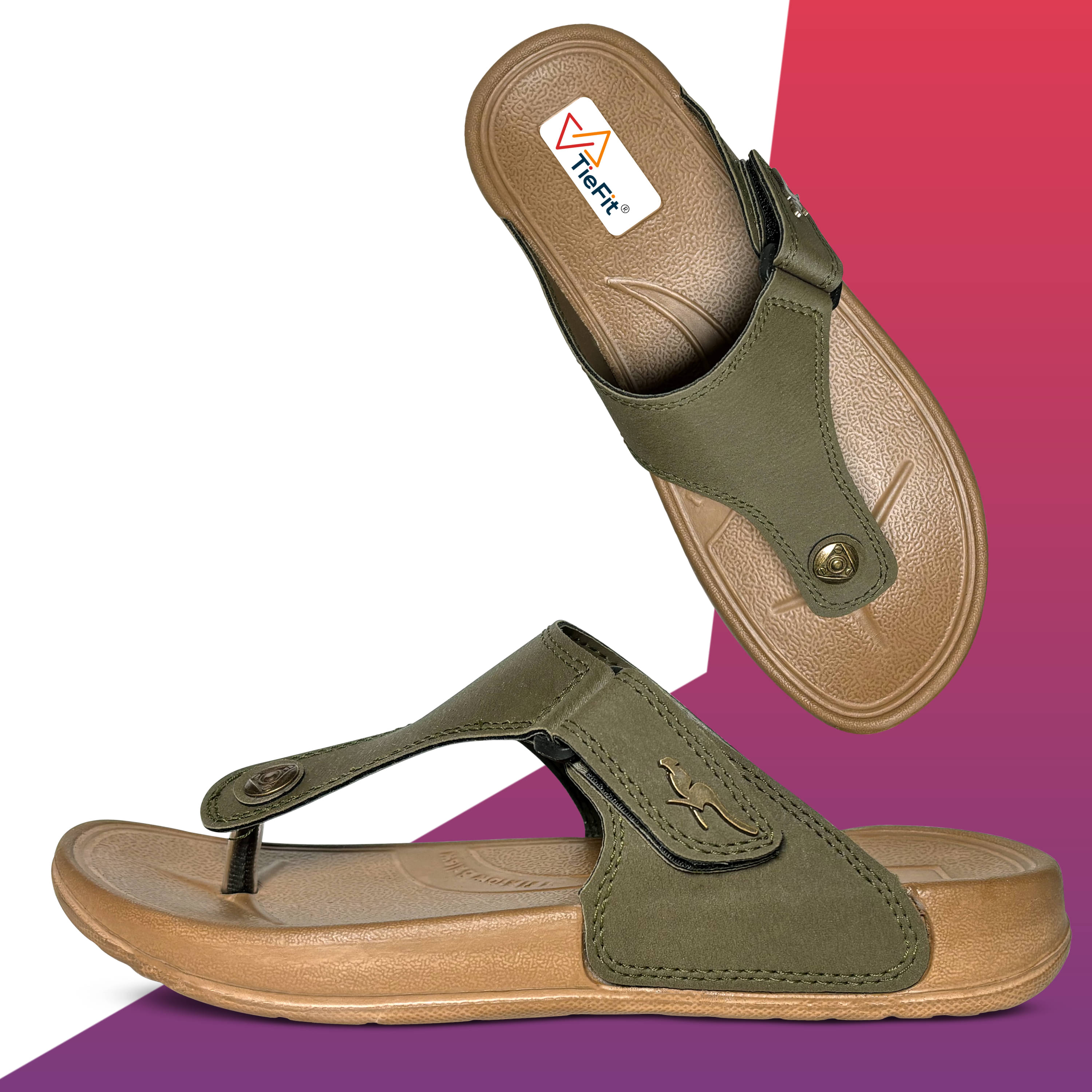     			TieFit Olive Men's Thong Flip Flop