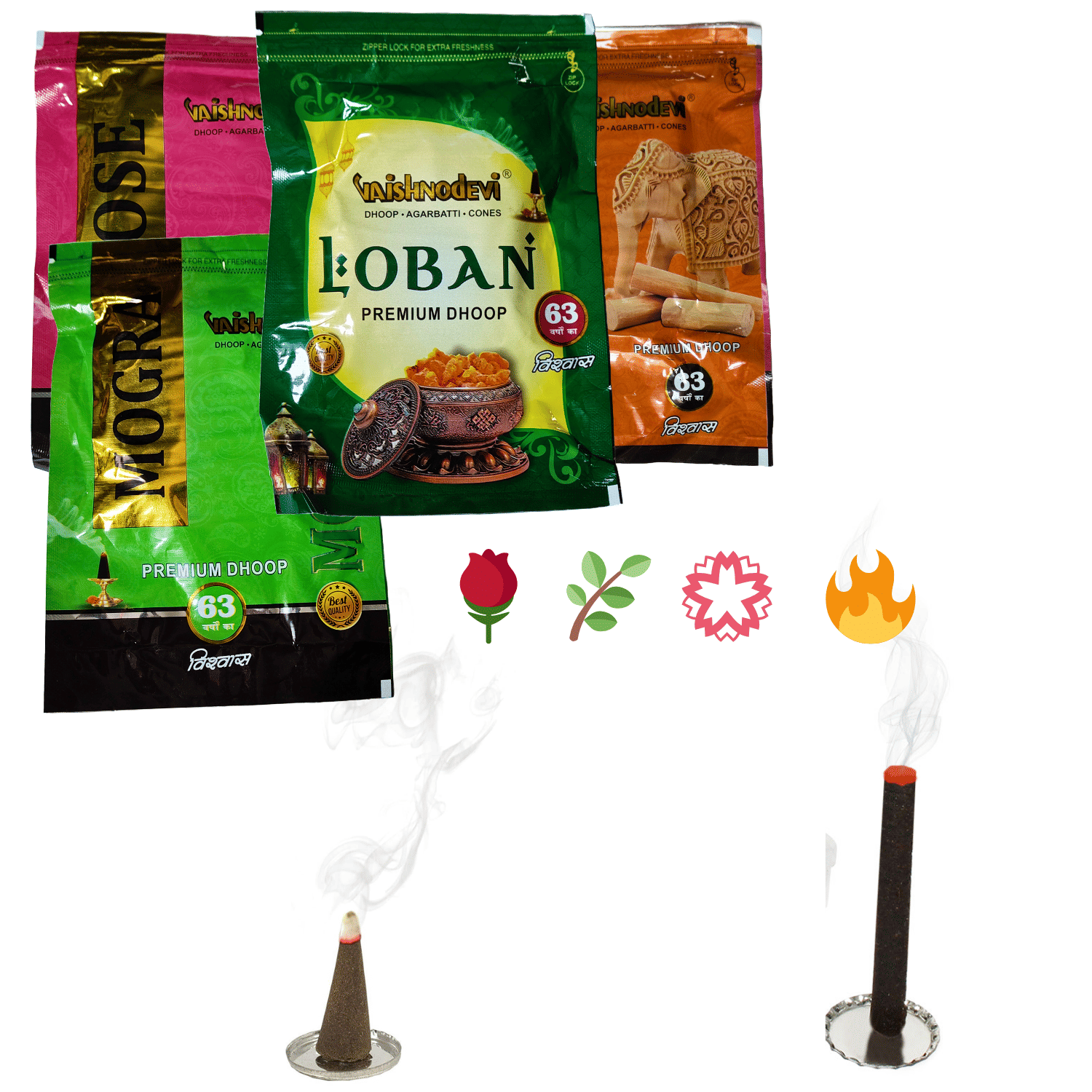     			Trust Jone Shop Dhoop Chandan,Loban,Mogra,Rose 150 Pieces ( Pack of 4 )