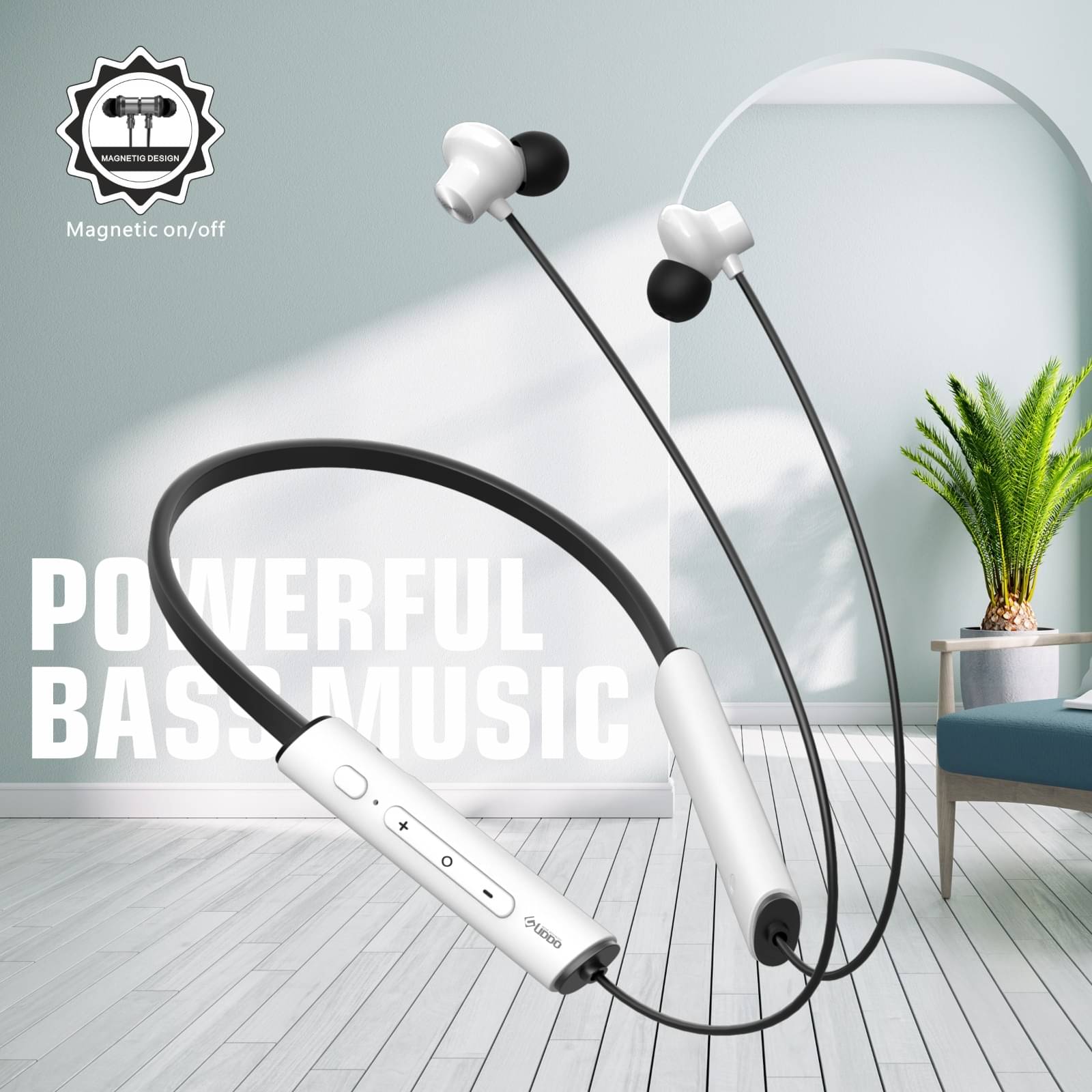     			UDDO Wireless 3 Bluetooth Neckband Deep Bass Music, Mic, Magnetic on/off Bluetooth 120Hr Playback