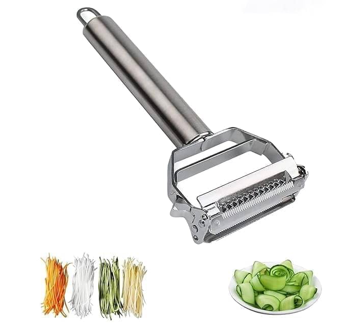     			UNAGARRISE Stainless Steel 2-in-1 Kitchen Vegetable and Fruit Peeler, Julienne & Serrated Blades Vegetable