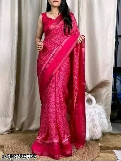 VRAGI Art Silk Printed Regular Saree With Unstitched Blouse Piece ( Pink ) VRAGI Art Silk Printed Regular Saree With Unstitched Blouse Piece ( Pink )