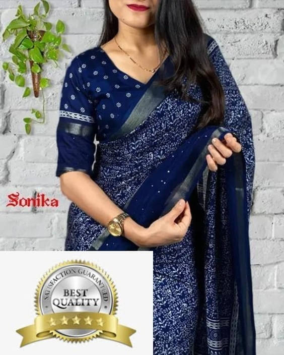 VRAGI Art Silk Printed Regular Saree With Unstitched Blouse Piece ( Navy Blue ) VRAGI Art Silk Printed Regular Saree With Unstitched Blouse Piece ( Navy Blue )