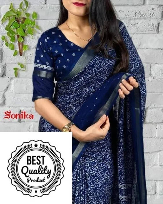 VRAGI Art Silk Printed Regular Saree With Unstitched Blouse Piece ( Navy Blue ) VRAGI Art Silk Printed Regular Saree With Unstitched Blouse Piece ( Navy Blue )