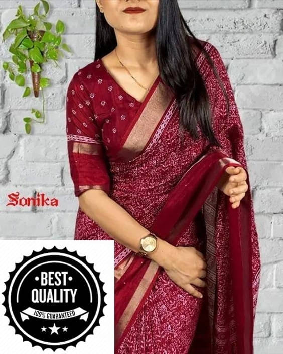 VRAGI Art Silk Printed Regular Saree With Unstitched Blouse Piece ( Maroon ) VRAGI Art Silk Printed Regular Saree With Unstitched Blouse Piece ( Maroon )