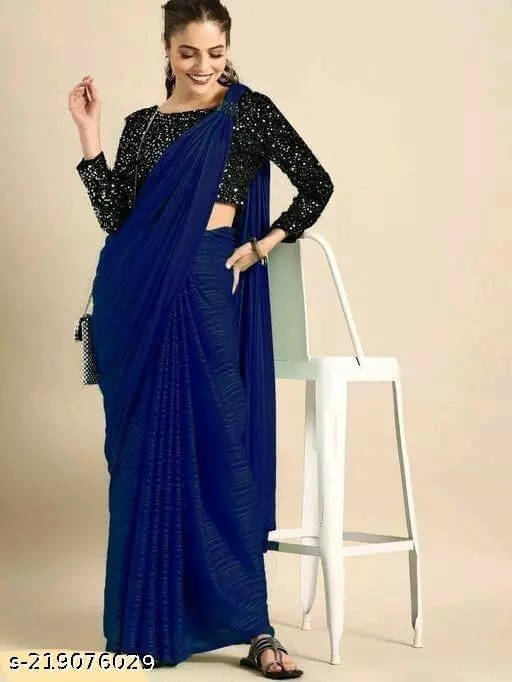 VRAGI Art Silk Striped Regular Saree With Unstitched Blouse Piece ( Blue ) VRAGI Art Silk Striped Regular Saree With Unstitched Blouse Piece ( Blue )
