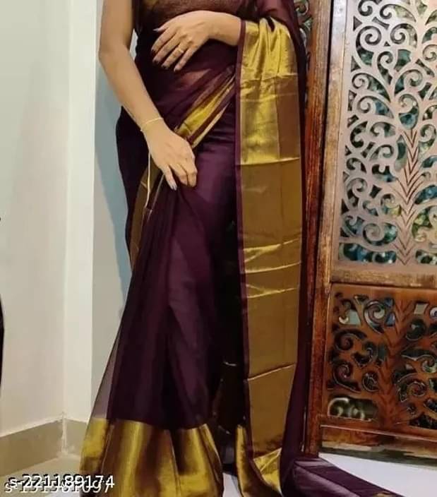     			VRAGI Chiffon Embellished Regular Saree With Unstitched Blouse Piece ( Purple )
