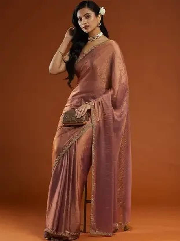 VRAGI Chiffon Embellished Regular Saree With Unstitched Blouse Piece ( Purple ) VRAGI Chiffon Embellished Regular Saree With Unstitched Blouse Piece ( Purple )