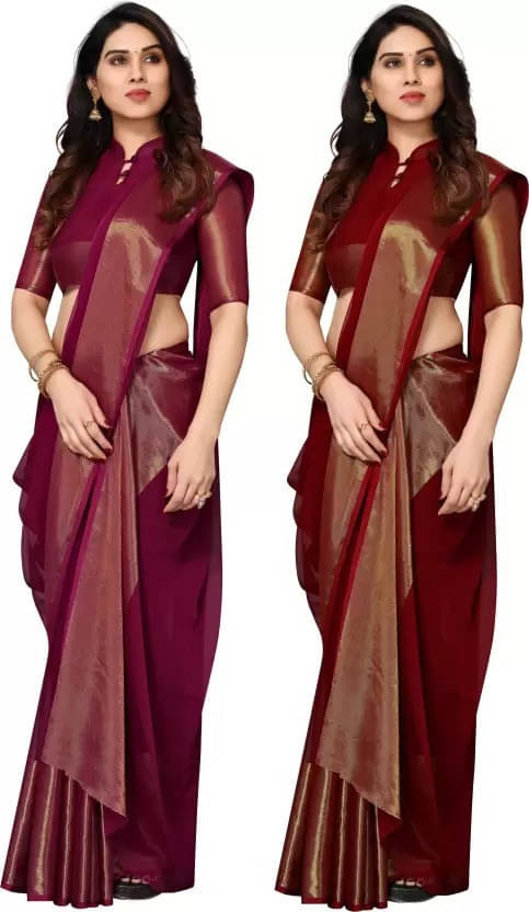     			VRAGI Chiffon Embellished Regular Saree With Unstitched Blouse Piece ( Multicolor )