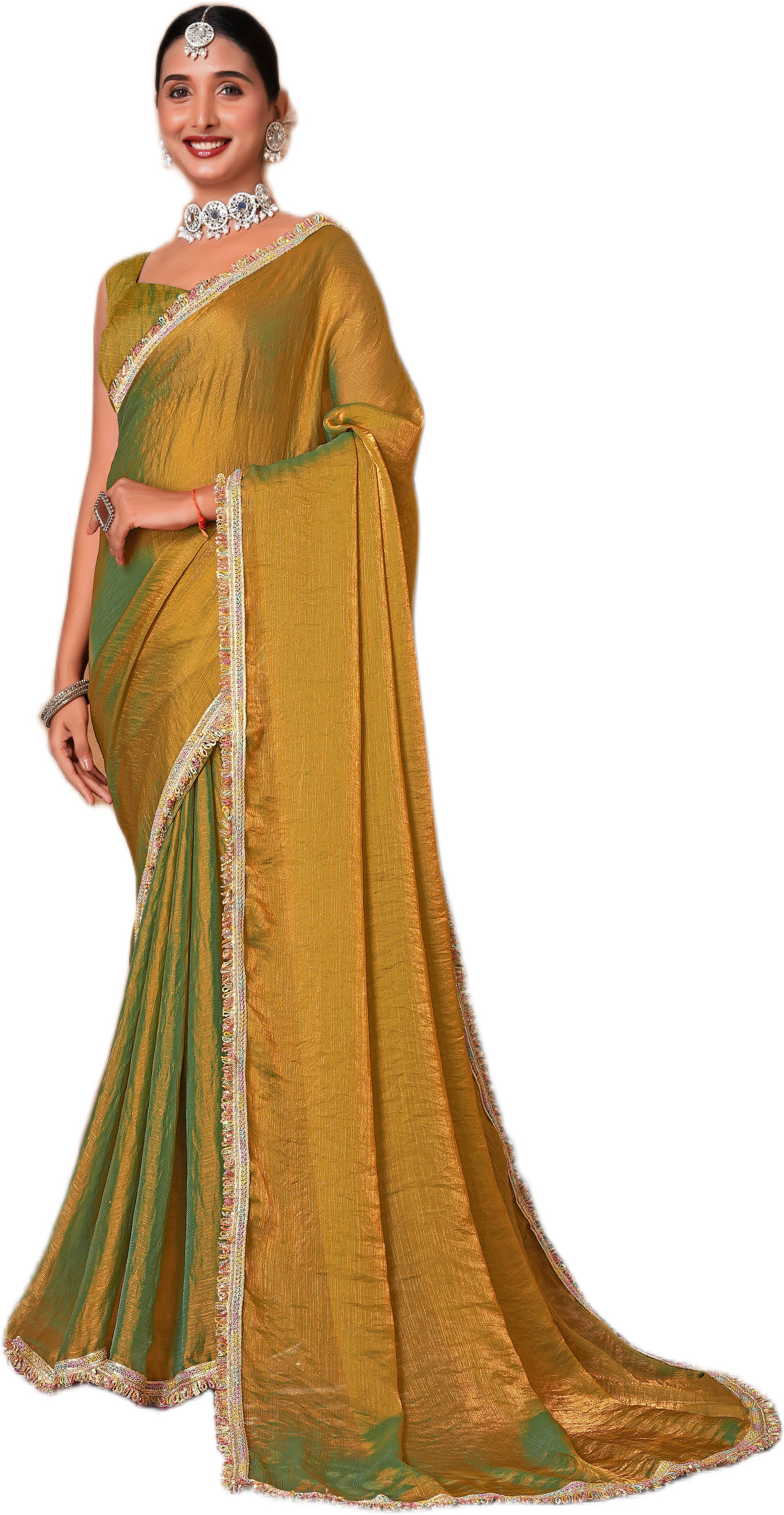 VRAGI Chiffon Embellished Regular Saree With Unstitched Blouse Piece ( Gold ) VRAGI Chiffon Embellished Regular Saree With Unstitched Blouse Piece ( Gold )