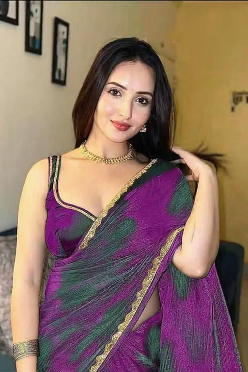     			VRAGI Chiffon Embellished Regular Saree With Unstitched Blouse Piece ( Purple )