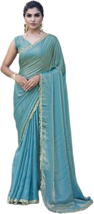 VRAGI Chiffon Embellished Regular Saree With Unstitched Blouse Piece ( Light Blue ) VRAGI Chiffon Embellished Regular Saree With Unstitched Blouse Piece ( Light Blue )