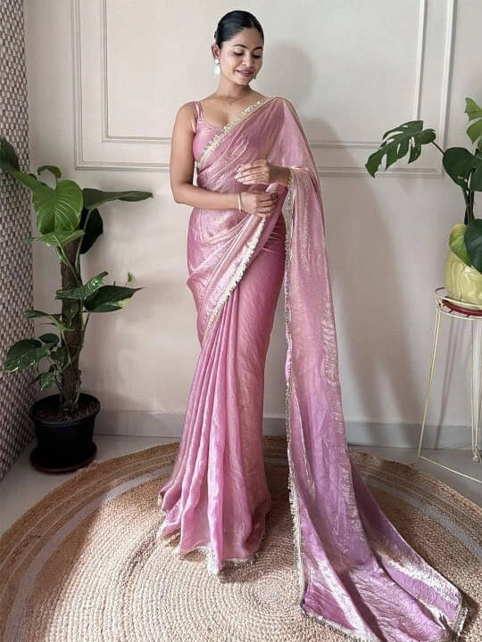VRAGI Chiffon Embroidered Regular Saree With Unstitched Blouse Piece ( Purple ) VRAGI Chiffon Embroidered Regular Saree With Unstitched Blouse Piece ( Purple )