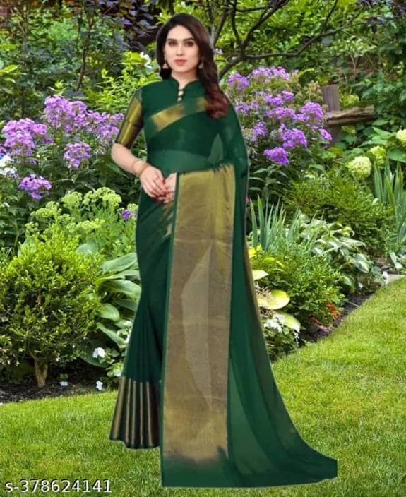 VRAGI Chiffon Self Design Regular Saree With Unstitched Blouse Piece ( Green ) VRAGI Chiffon Self Design Regular Saree With Unstitched Blouse Piece ( Green )