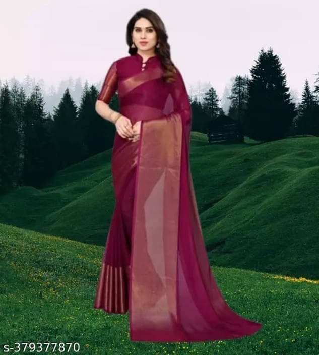 VRAGI Chiffon Self Design Regular Saree With Unstitched Blouse Piece ( Purple ) VRAGI Chiffon Self Design Regular Saree With Unstitched Blouse Piece ( Purple )