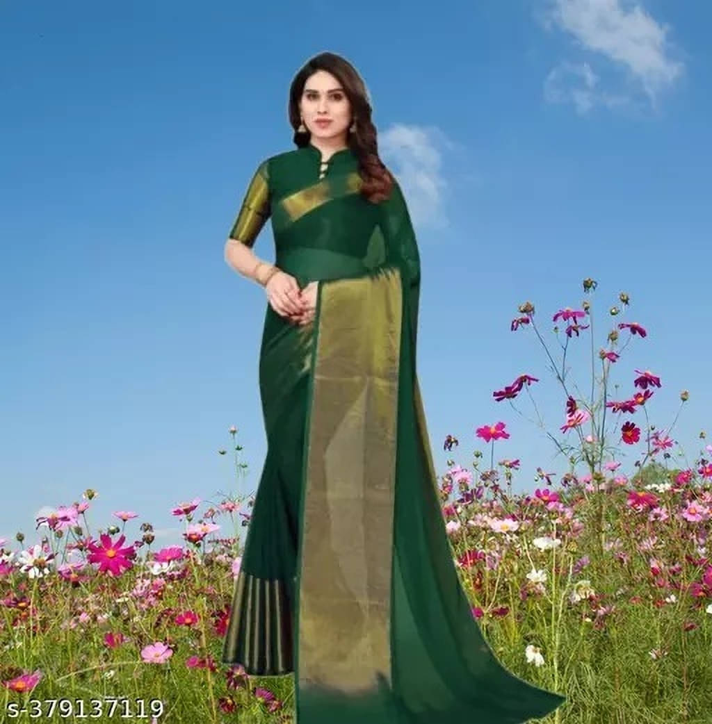 VRAGI Chiffon Self Design Regular Saree With Unstitched Blouse Piece ( Green ) VRAGI Chiffon Self Design Regular Saree With Unstitched Blouse Piece ( Green )