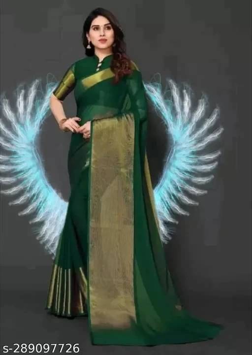    			VRAGI Chiffon Self Design Regular Saree With Unstitched Blouse Piece ( Green )