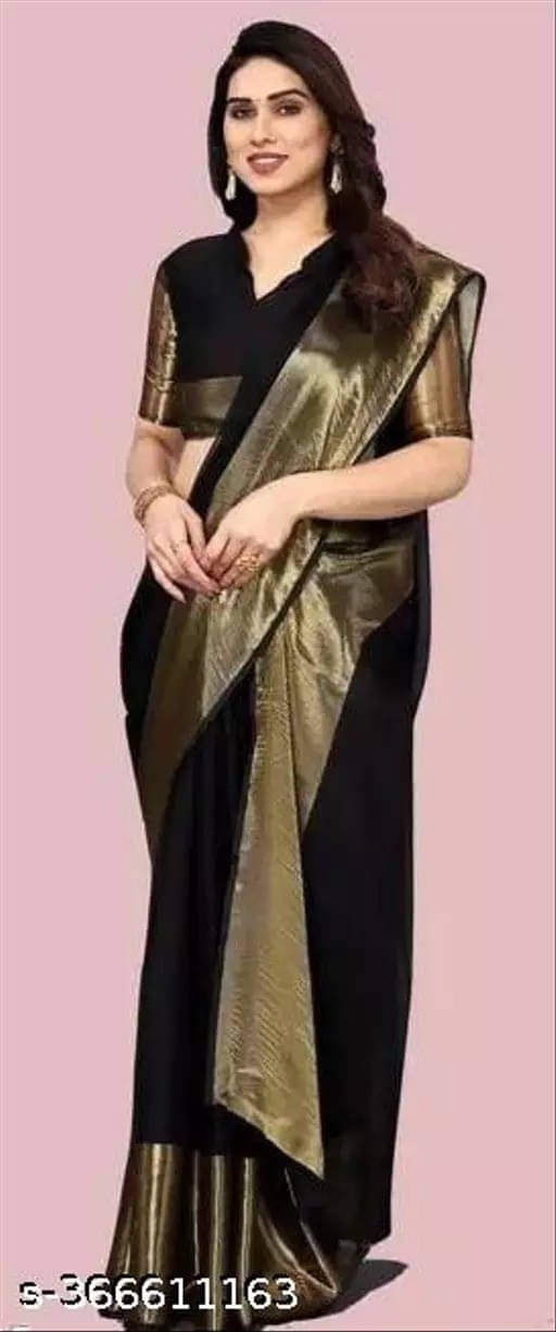 VRAGI Chiffon Self Design Regular Saree With Unstitched Blouse Piece ( Black ) VRAGI Chiffon Self Design Regular Saree With Unstitched Blouse Piece ( Black )