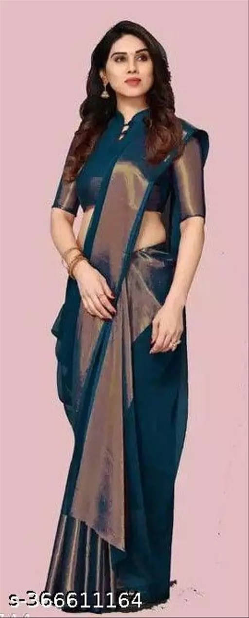     			VRAGI Chiffon Self Design Regular Saree With Unstitched Blouse Piece ( Blue )