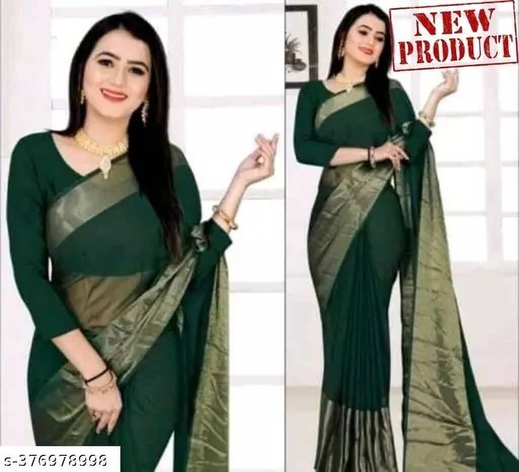     			VRAGI Chiffon Self Design Regular Saree With Unstitched Blouse Piece ( Green )