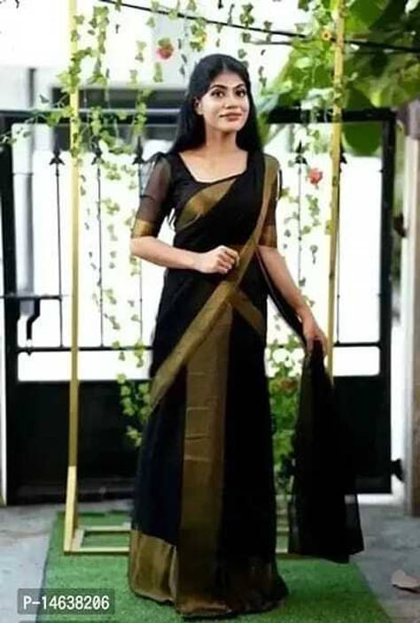     			VRAGI Chiffon Self Design Regular Saree With Unstitched Blouse Piece ( Black )