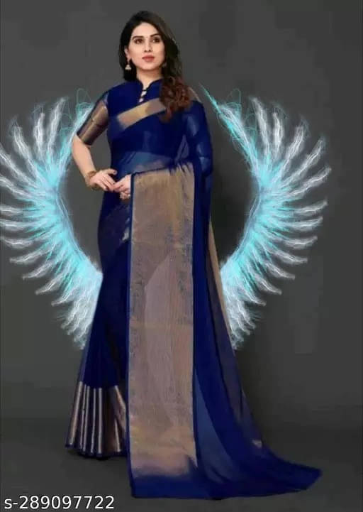 VRAGI Chiffon Self Design Regular Saree With Unstitched Blouse Piece ( Blue ) VRAGI Chiffon Self Design Regular Saree With Unstitched Blouse Piece ( Blue )
