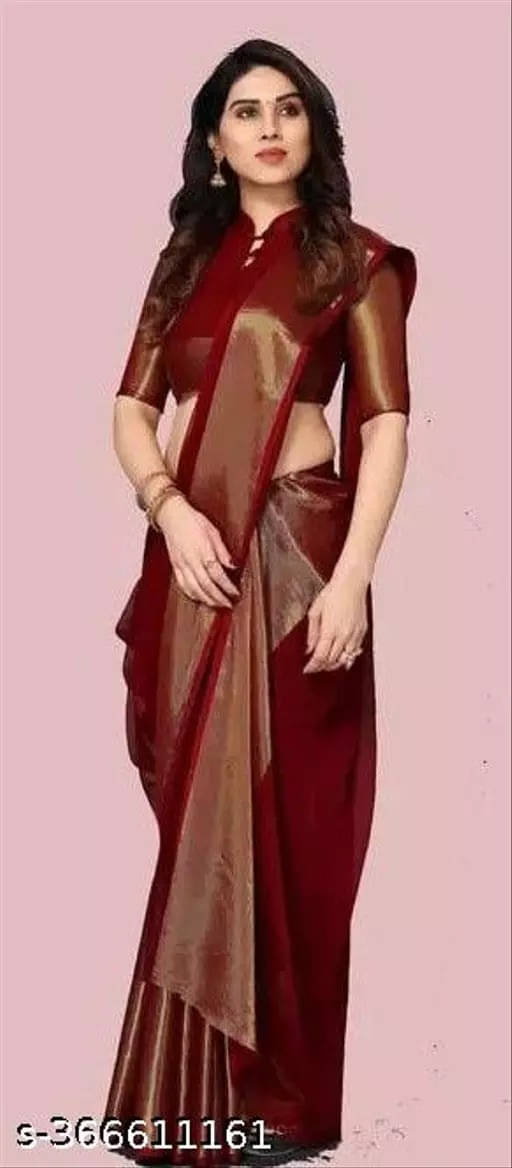     			VRAGI Chiffon Self Design Regular Saree With Unstitched Blouse Piece ( Maroon )