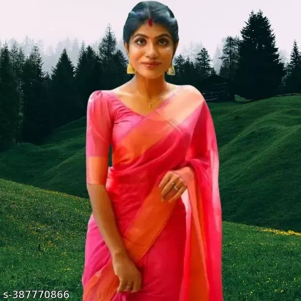 VRAGI Chiffon Solid Regular Saree With Unstitched Blouse Piece ( Pink ) VRAGI Chiffon Solid Regular Saree With Unstitched Blouse Piece ( Pink )