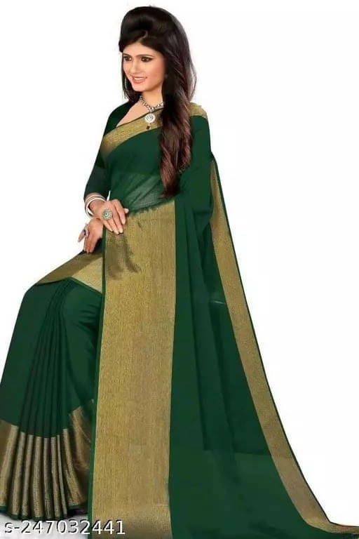     			VRAGI Chiffon Solid Regular Saree With Unstitched Blouse Piece ( Green )