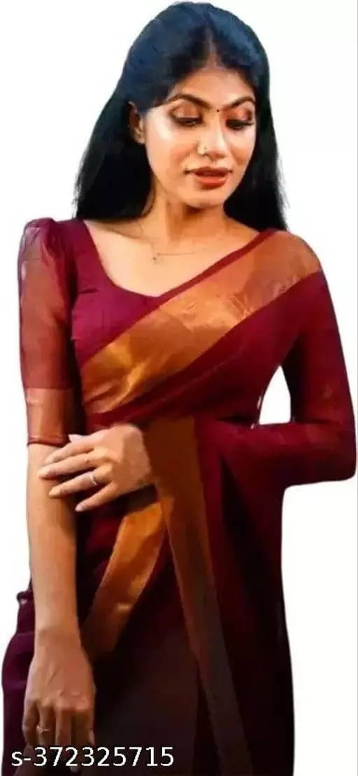 VRAGI Chiffon Solid Regular Saree With Unstitched Blouse Piece ( Maroon ) VRAGI Chiffon Solid Regular Saree With Unstitched Blouse Piece ( Maroon )