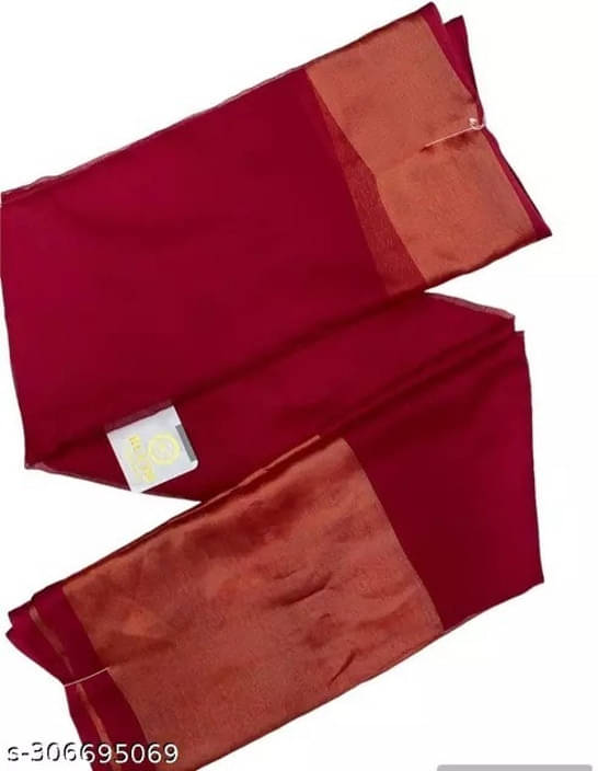     			VRAGI Chiffon Solid Regular Saree With Unstitched Blouse Piece ( Red )