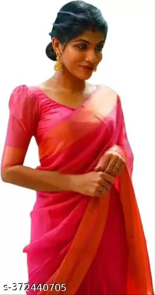     			VRAGI Chiffon Solid Regular Saree With Unstitched Blouse Piece ( Pink )