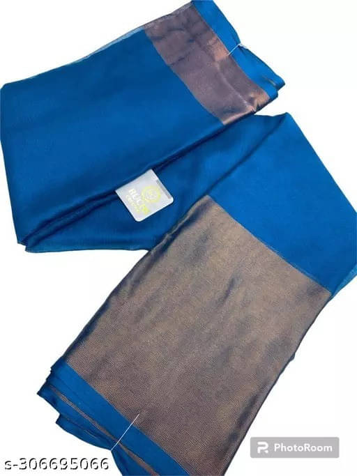     			VRAGI Chiffon Solid Regular Saree With Unstitched Blouse Piece ( Light Blue )