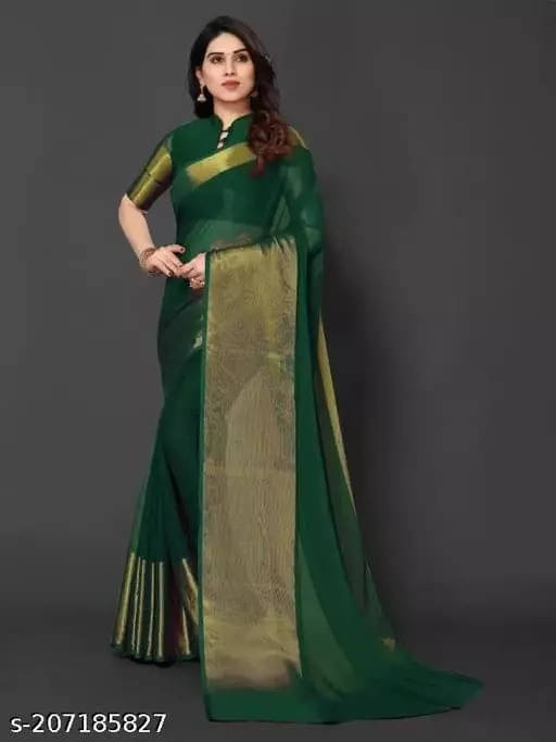 VRAGI Chiffon Solid Regular Saree With Unstitched Blouse Piece ( Black ) VRAGI Chiffon Solid Regular Saree With Unstitched Blouse Piece ( Black )